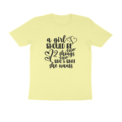 Half Sleeve Round Neck T-Shirt – A girl should be puraidoprints