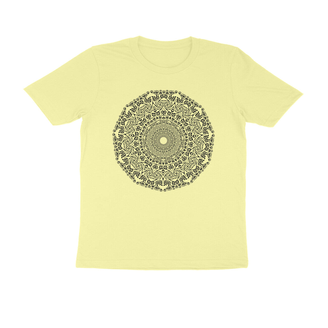 Half Sleeve Round Neck T-Shirt –  Black Mandala 4 puraidoprints