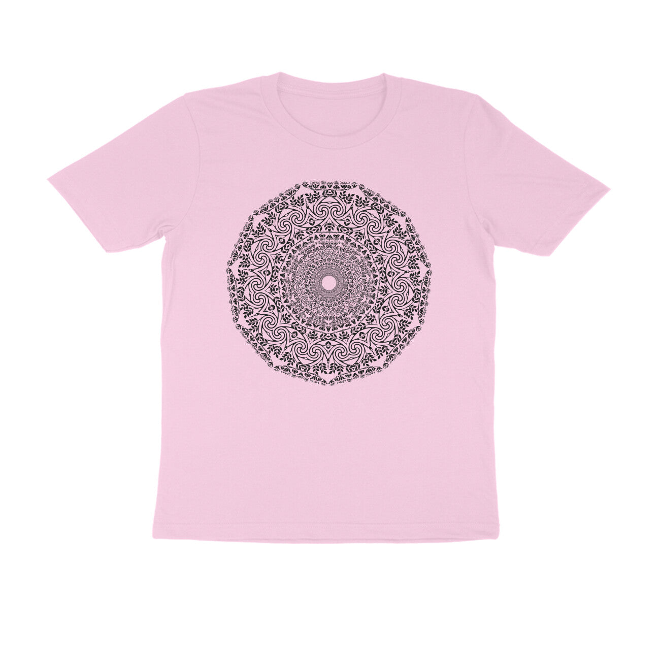 Half Sleeve Round Neck T-Shirt –  Black Mandala 4 puraidoprints