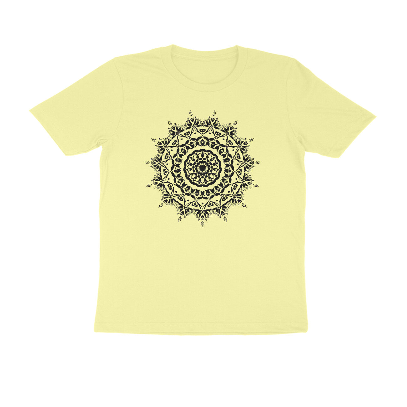 Half Sleeve Round Neck T-Shirt –  Black Mandala 5 puraidoprints