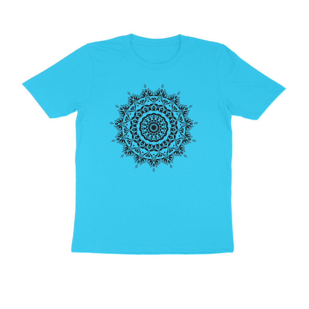 Half Sleeve Round Neck T-Shirt –  Black Mandala 5 puraidoprints