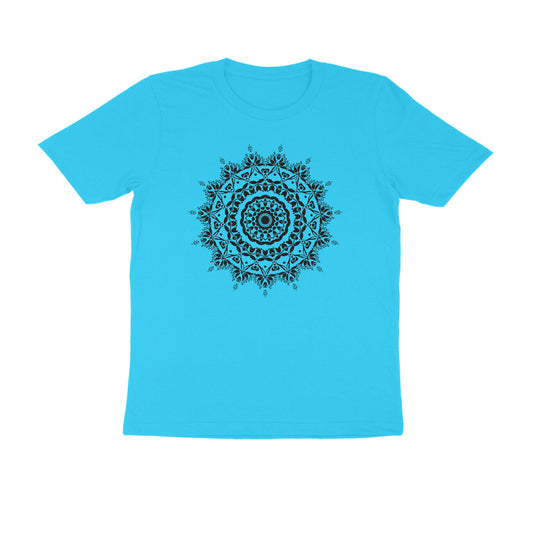 Half Sleeve Round Neck T-Shirt –  Black Mandala 5 puraidoprints