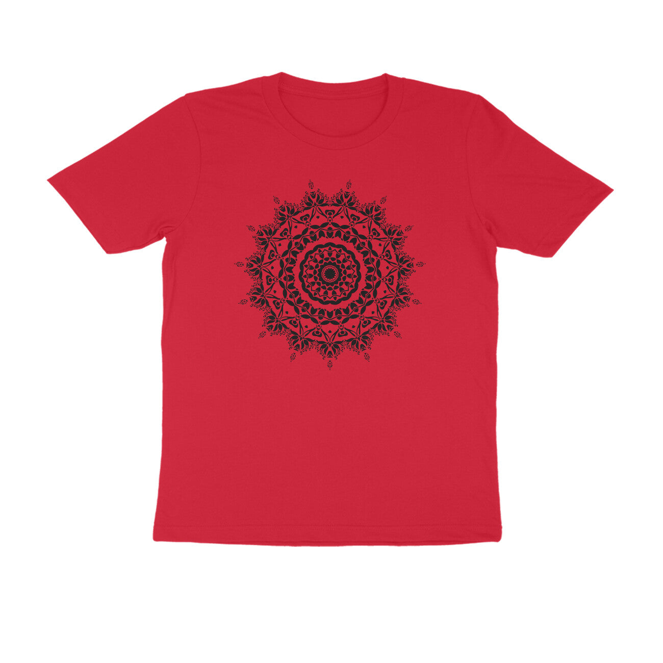 Half Sleeve Round Neck T-Shirt –  Black Mandala 5 puraidoprints