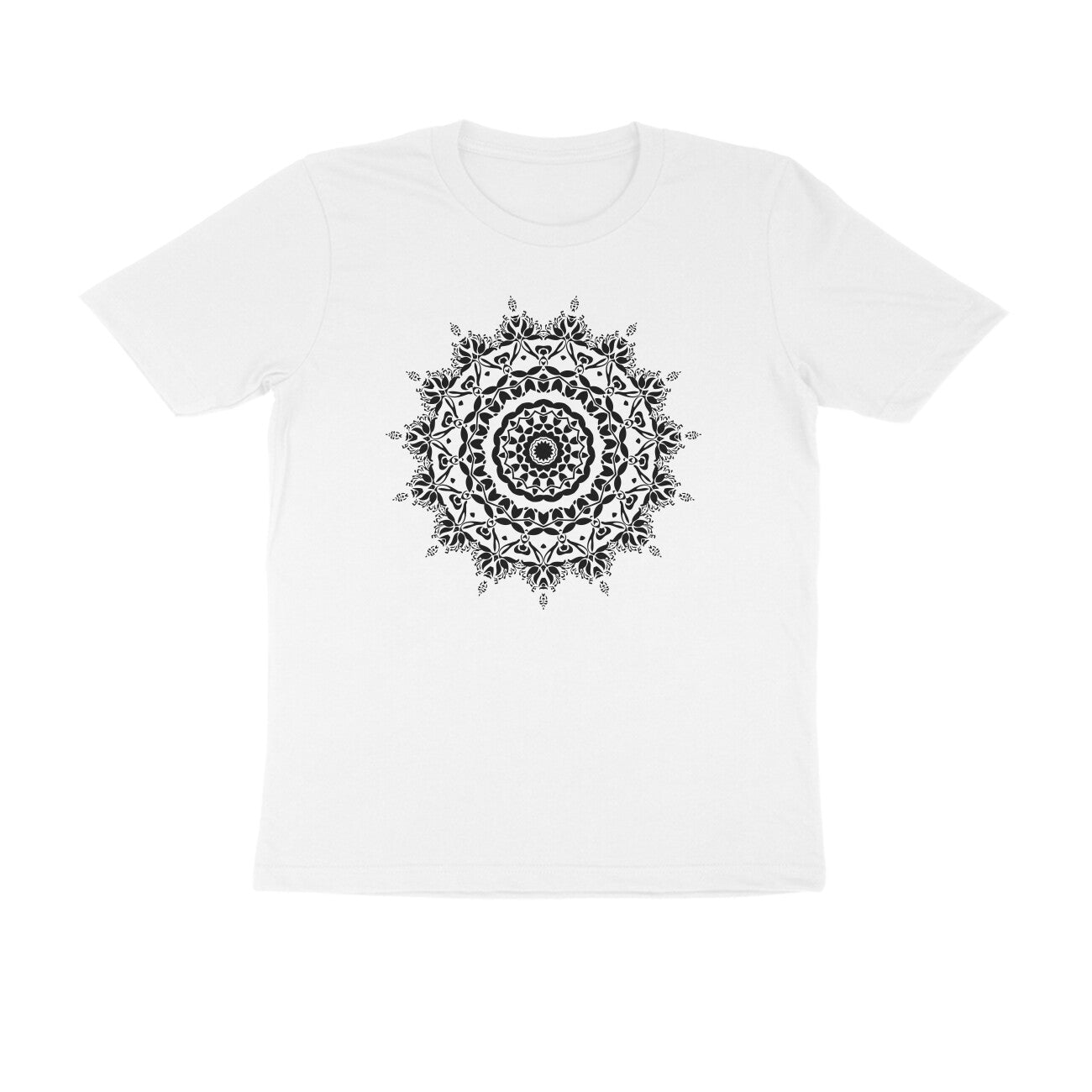 Half Sleeve Round Neck T-Shirt –  Black Mandala 5 puraidoprints