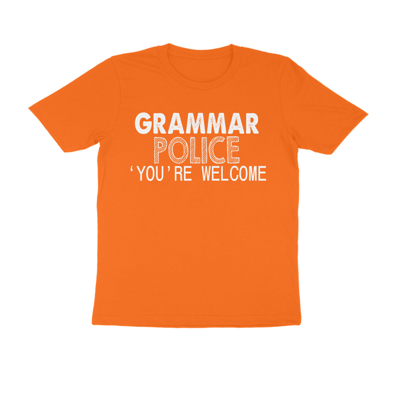 Half Sleeve Round Neck T-Shirt – Grammar Police 'you’re Welcome 1 puraidoprints