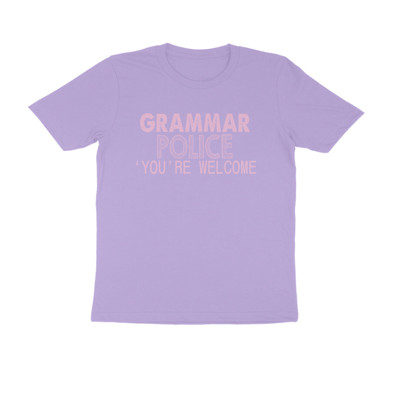 Half Sleeve Round Neck T-Shirt – Grammar Police you’re Welcome 3 puraidoprints