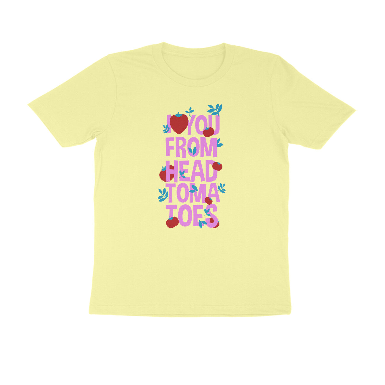 Half Sleeve Round Neck T-Shirt – I love you from head tomatoes 2 puraidoprints