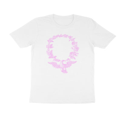 Half Sleeve Round Neck T-Shirt –Pink Bird & Flora puraidoprints