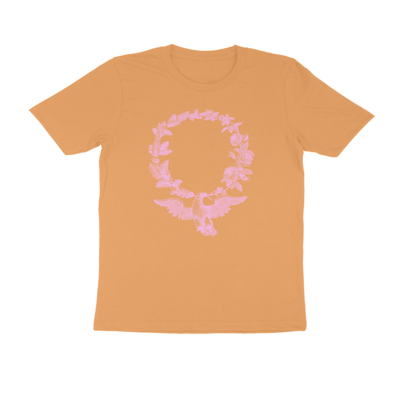 Half Sleeve Round Neck T-Shirt –Pink Bird & Flora puraidoprints