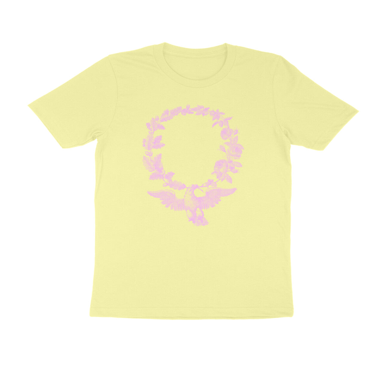 Half Sleeve Round Neck T-Shirt –Pink Bird & Flora puraidoprints