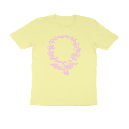 Half Sleeve Round Neck T-Shirt –Pink Bird & Flora puraidoprints