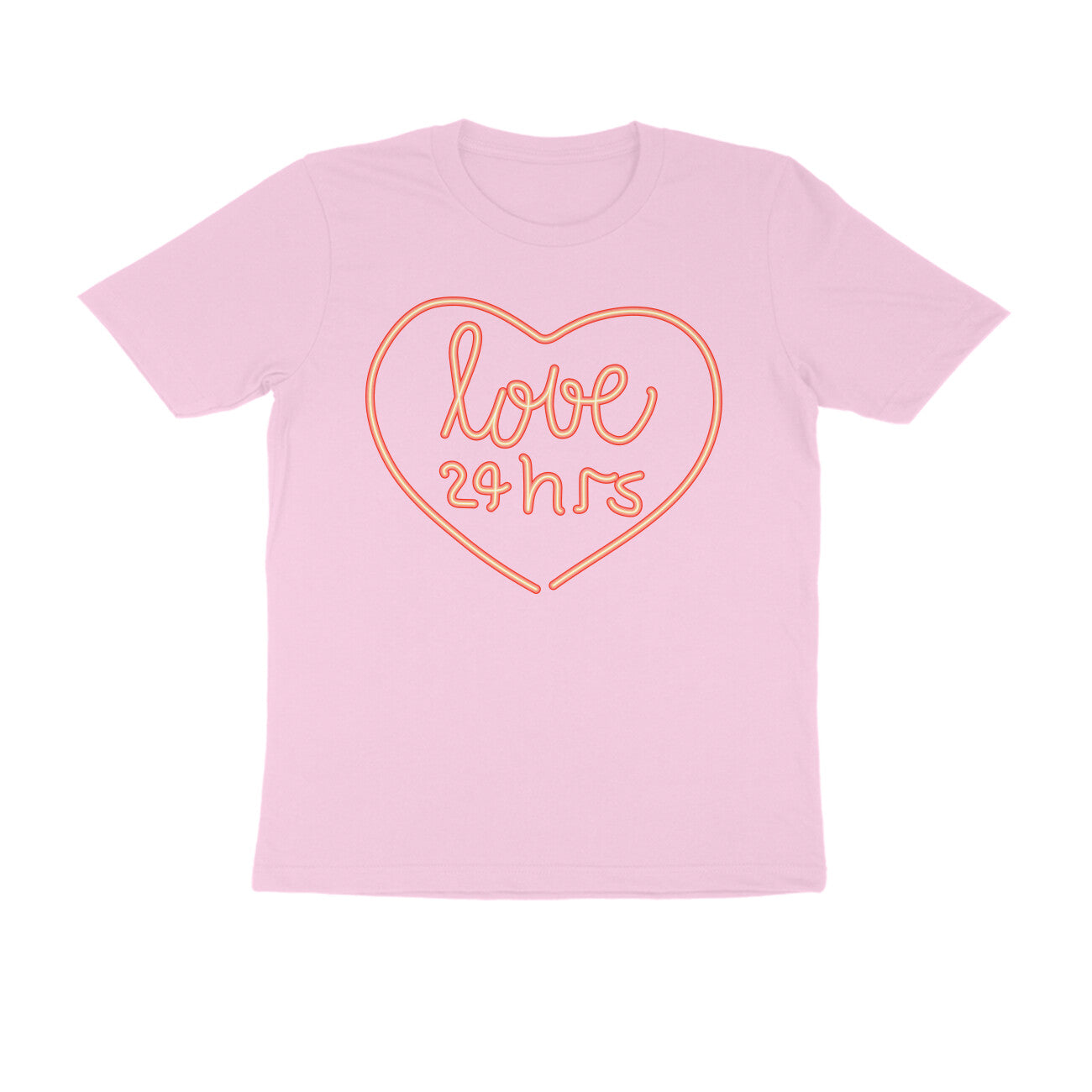 Half Sleeve Round Neck T-Shirt – Pink Text – Love 24 Hrs puraidoprints