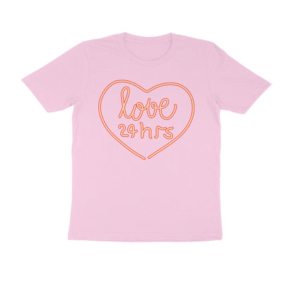 Half Sleeve Round Neck T-Shirt – Pink Text – Love 24 Hrs puraidoprints