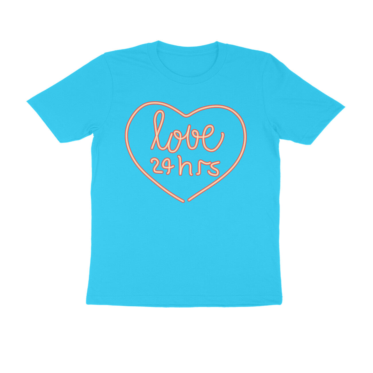 Half Sleeve Round Neck T-Shirt – Pink Text – Love 24 Hrs puraidoprints