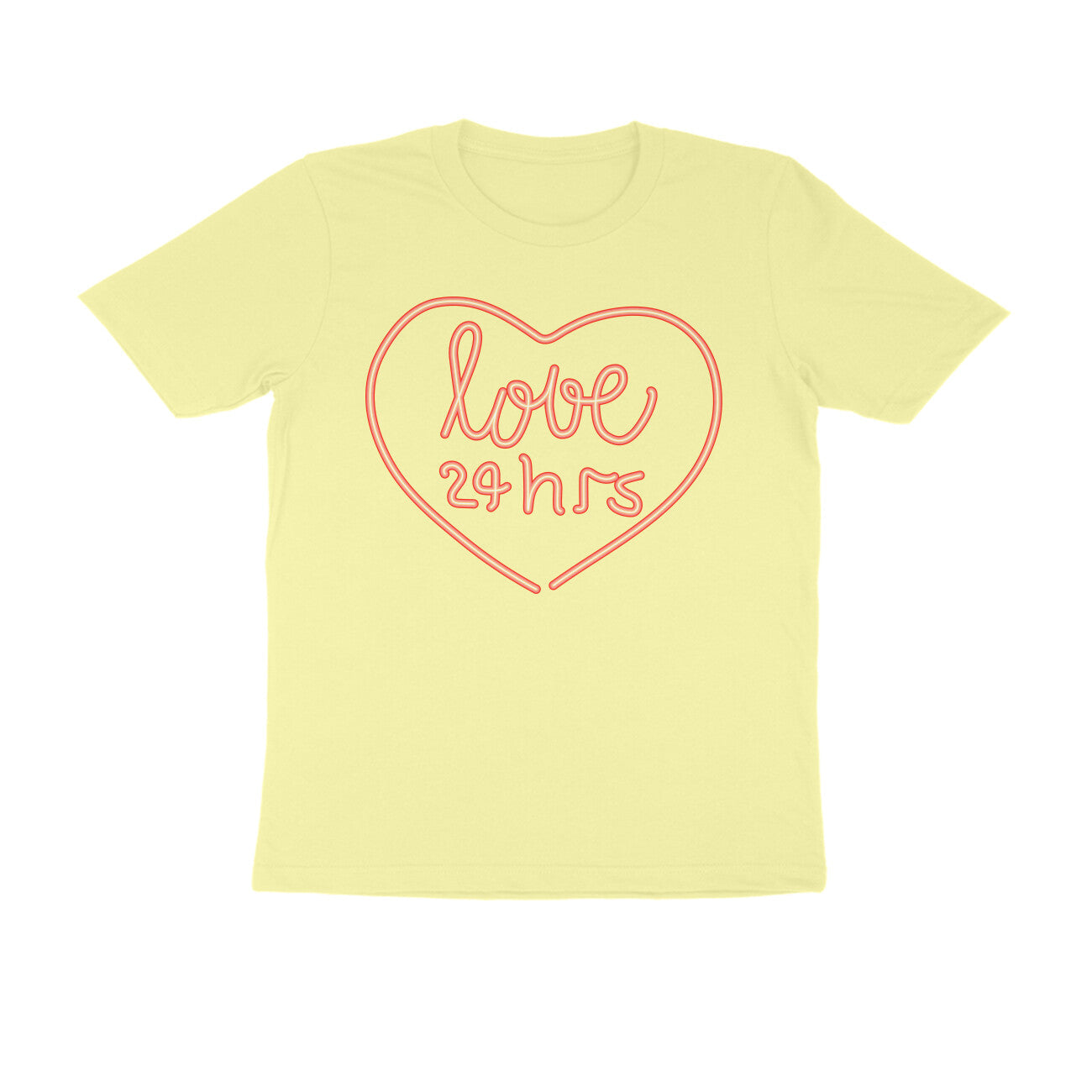 Half Sleeve Round Neck T-Shirt – Pink Text – Love 24 Hrs puraidoprints