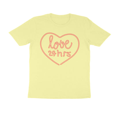 Half Sleeve Round Neck T-Shirt – Pink Text – Love 24 Hrs puraidoprints