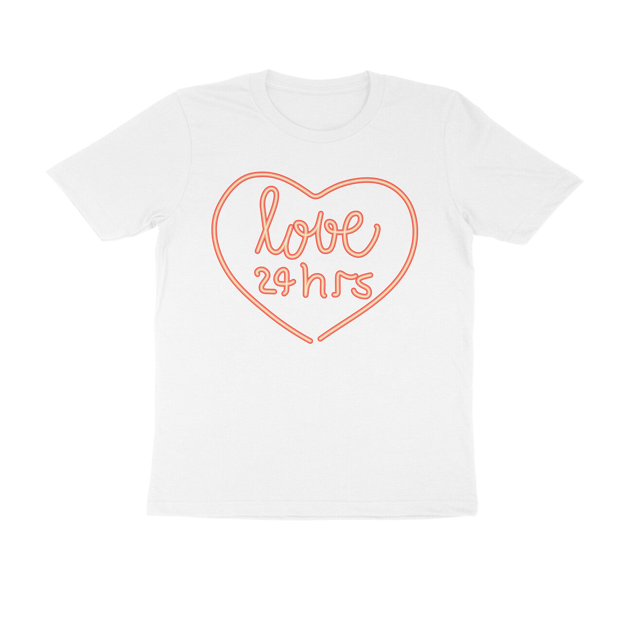 Half Sleeve Round Neck T-Shirt – Pink Text – Love 24 Hrs puraidoprints