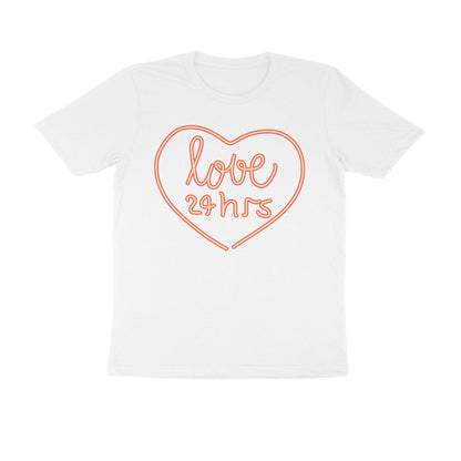 Half Sleeve Round Neck T-Shirt – Pink Text – Love 24 Hrs puraidoprints