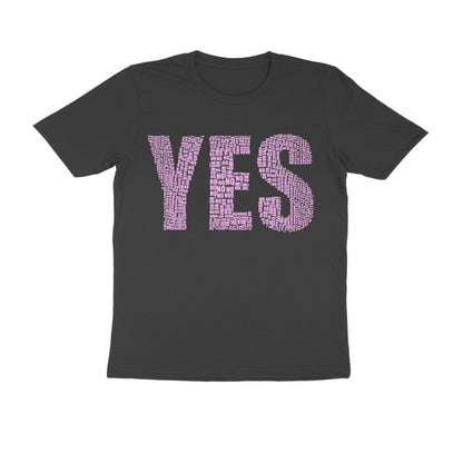 Half Sleeve Round Neck T-Shirt – Pink Text - Yes puraidoprints