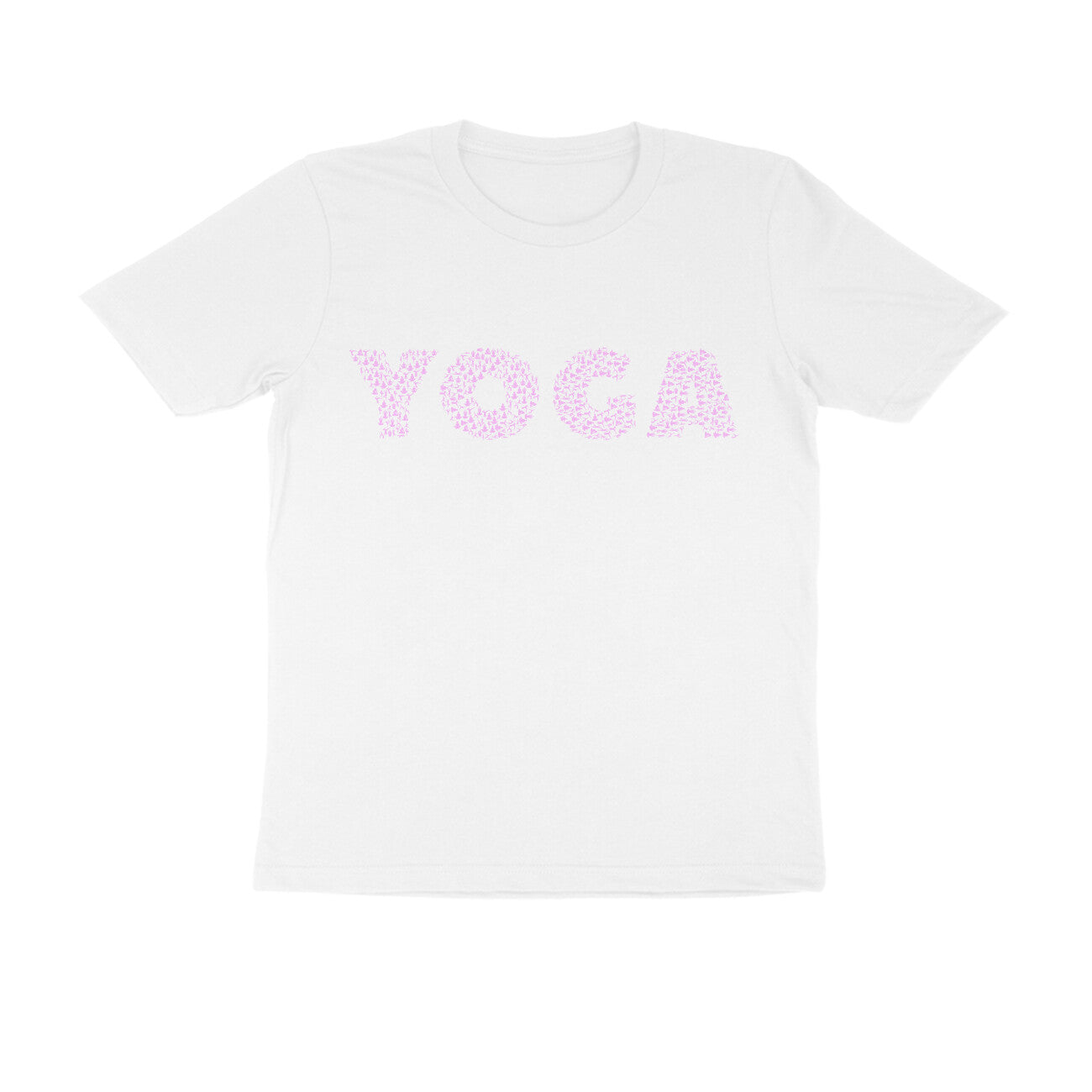 Half Sleeve Round Neck T-Shirt – Pink Text - Yoga puraidoprints