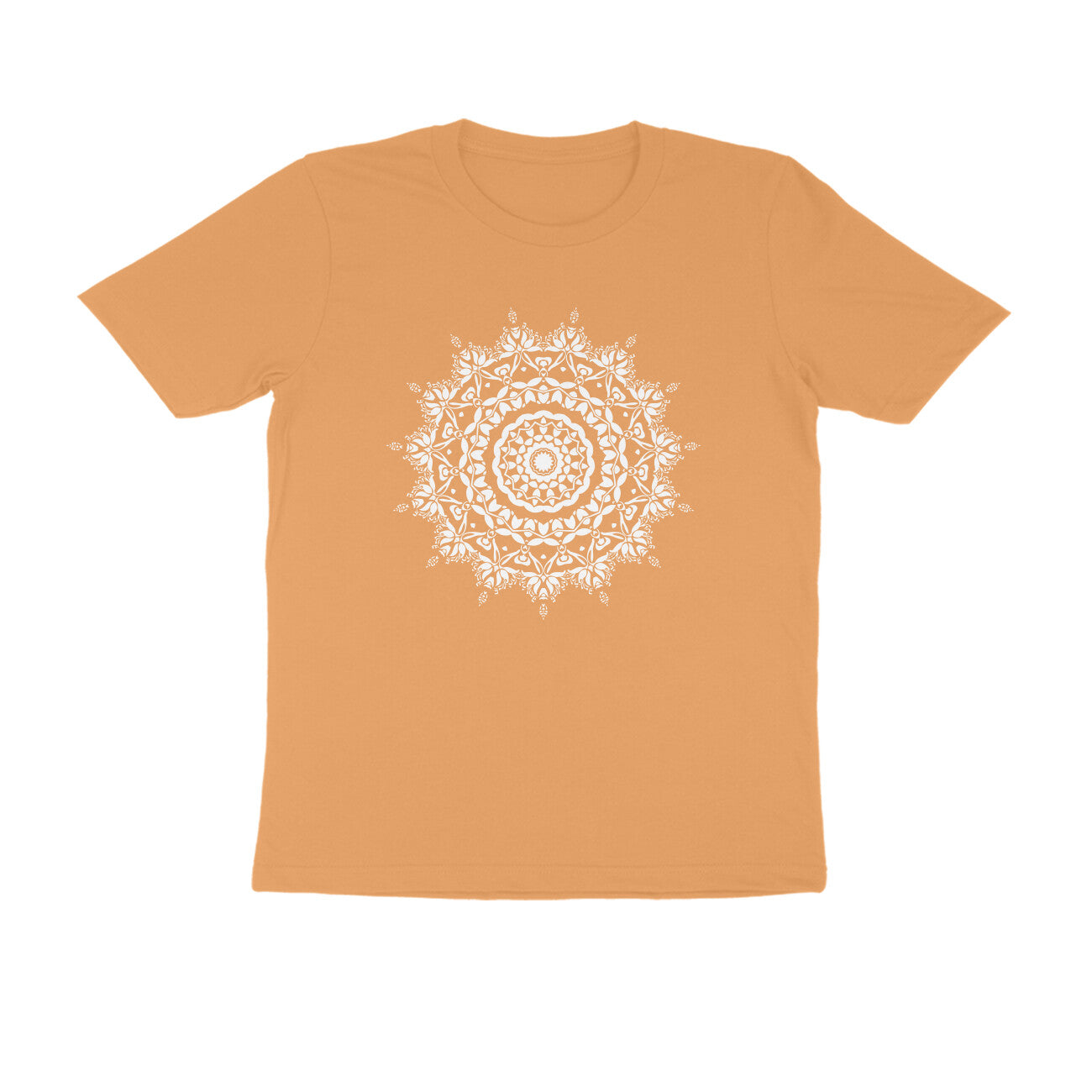 Half Sleeve Round Neck T-Shirt –  White Mandala 5 puraidoprints