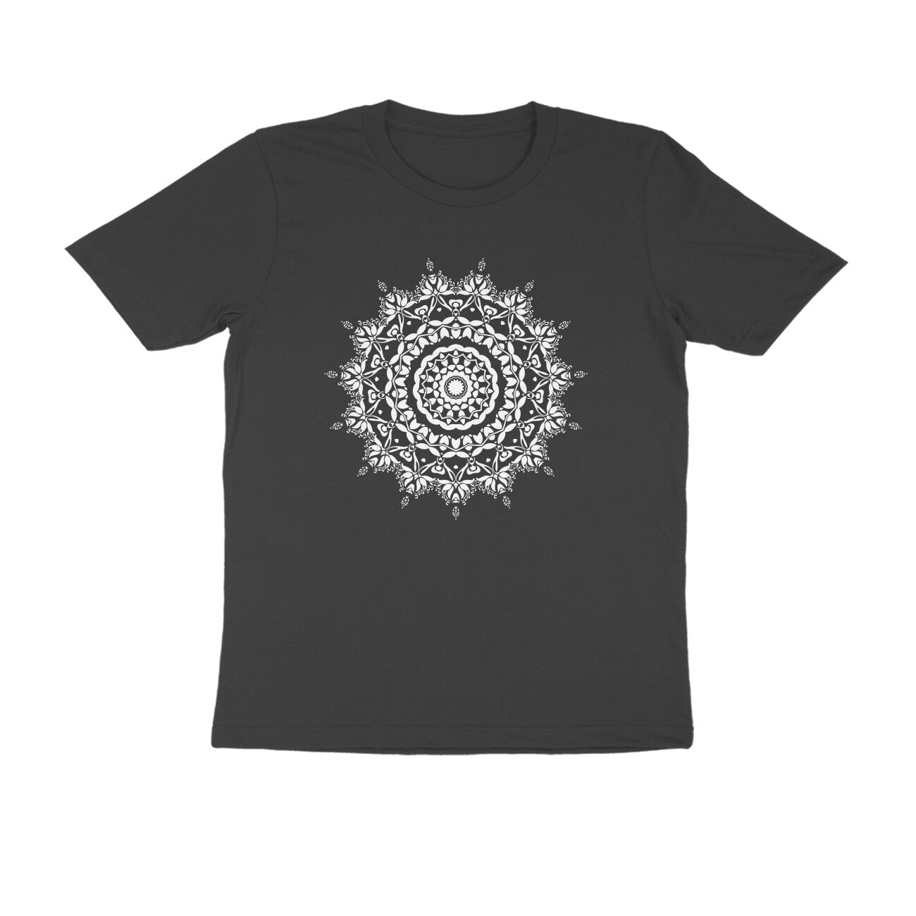 Half Sleeve Round Neck T-Shirt –  White Mandala 5 puraidoprints